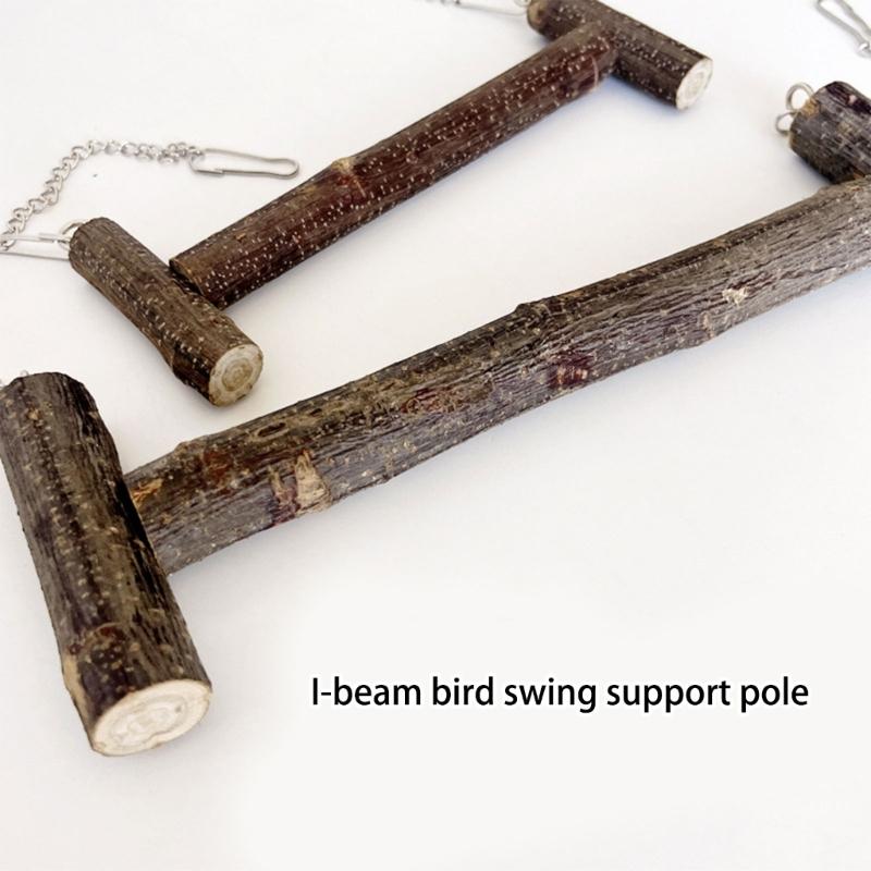 Parrots Swing Hammock Perch Metal Chain Wooden Rod Small Bird Toy For Cages Outdoor Use