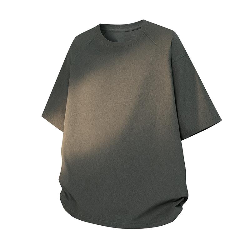 Fitness-T-Shirt mit kurzen Ärmeln, feuchtigkeitsableitend, schnelltrocknend, für Laufen, mit abgerundetem Saum
