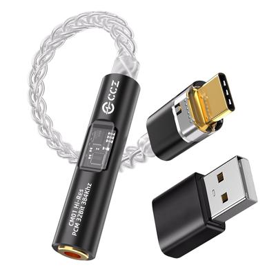 Yinyoo CCZ CM01 Earphone Jack To USB DAC 4N Single Crystal Copper Earphone Portable Amplifier Converter, Type-C Cable, CX31993+MAX97220 Dual-Chip