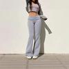 Damen Low Rise Schlaghose Schmal Geschnitten Jogginghose Lässige Hose Einfarbige Lange Hosen