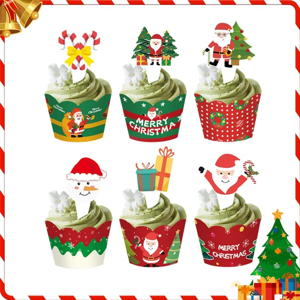 Christmas Cupcake Wrappers Merry Christmas Decorations For Home Xmas Ornaments Decor Navidad Kerst New Year Gift Decor 2025