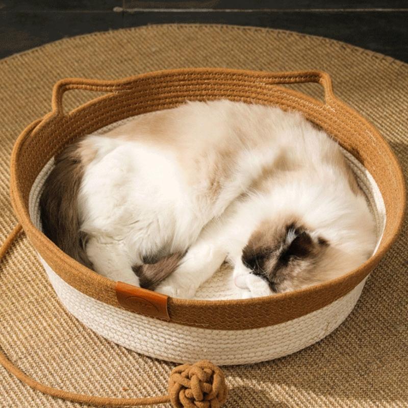 Cats Puppy Bed Basket Base Scratch Resistant Mat for Small to Medium Pet Creative Pet Bed Cute Nest Machine Washable