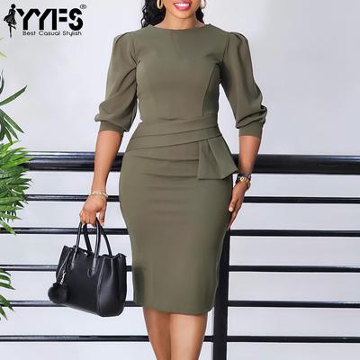 Women's Fashion Summer Spring Solid Color Print Short Sleeve O-Neck High Waist Casual Dresses