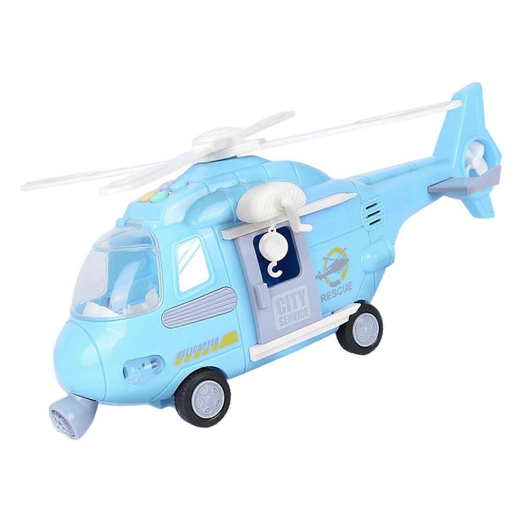 Simulation Helicopter Die Cast Playset Planes Toy for Early Learning Age 3+ Light Blue