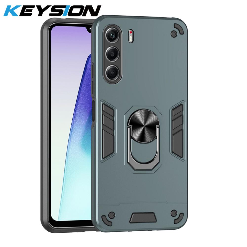 

KEYSION Противоударный бронированный чехол для TECNO Camon 40 Pro 4G 5G Мягкий силикон+ПК Металлическая кольцевая подставка Задняя крышка телефона для CAMON 40 4G for Camon 40 Pro 5G зелёный