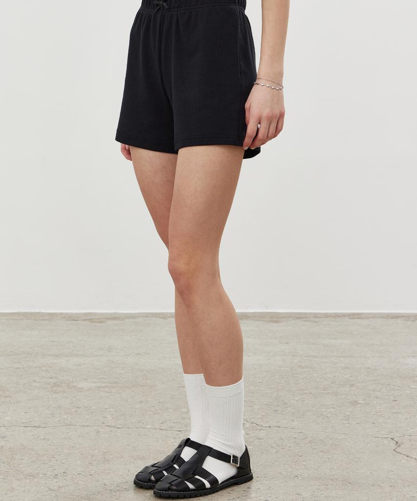 ITOV SEOUL 2Pcs Ribbon Ribbed Shorts Bk