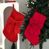 Festive Ornament for Wall Hanging Soft Velvet Christmas Stocking Fireplace Decor, Large Gift Bag Holiday Party Decoration Supplies with Bow,
