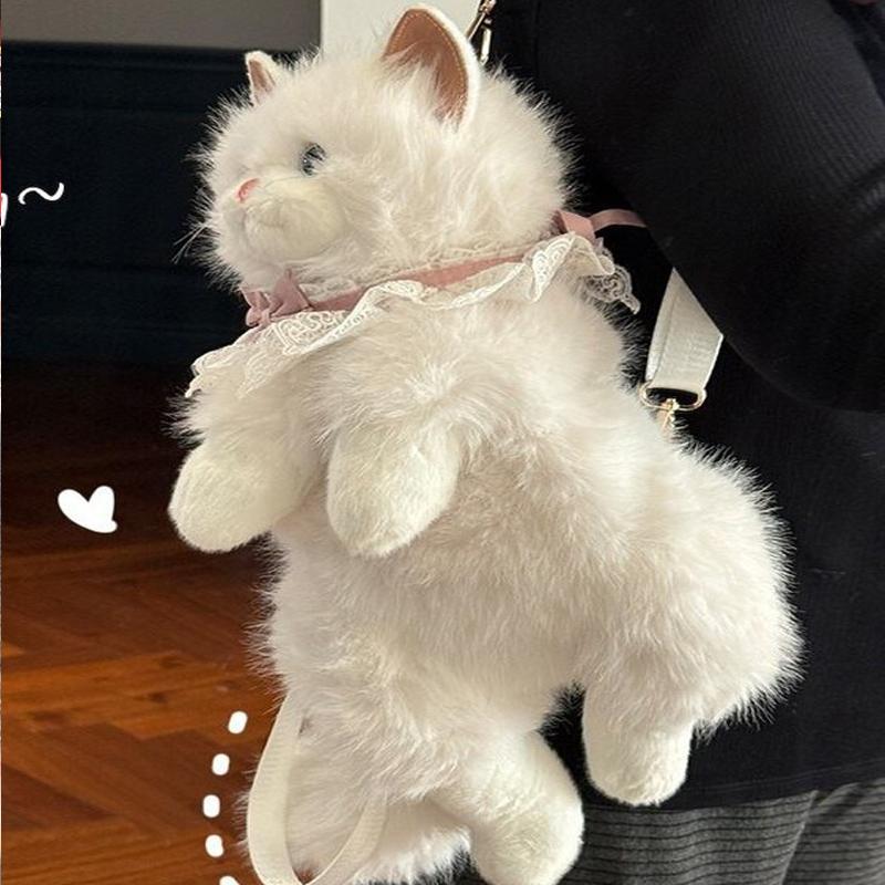 New Simulation Cat Backpack Puppet Cat Bag Doll Girl Heart Birthday Gift Cartoon Plush Toy Bag Kids backpack