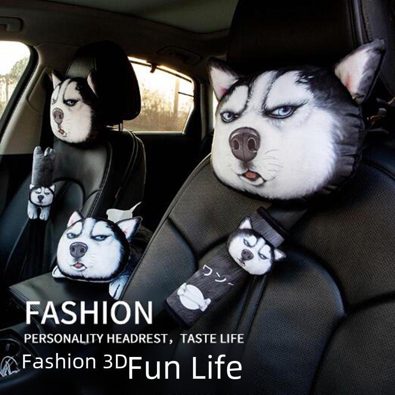 3D Husky Car Pillow: Trendy Neck Pillow for All Seasons