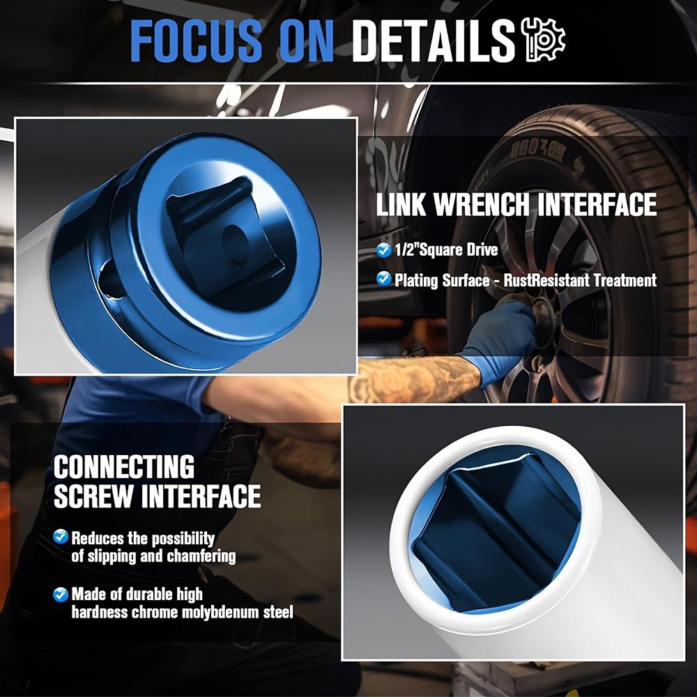 1/2"Drive Wheel Protector Impact Socket,7pcs Thin Wall Deep Impact Socket Set,Non-marring Impact Socket Set for Tire Protection