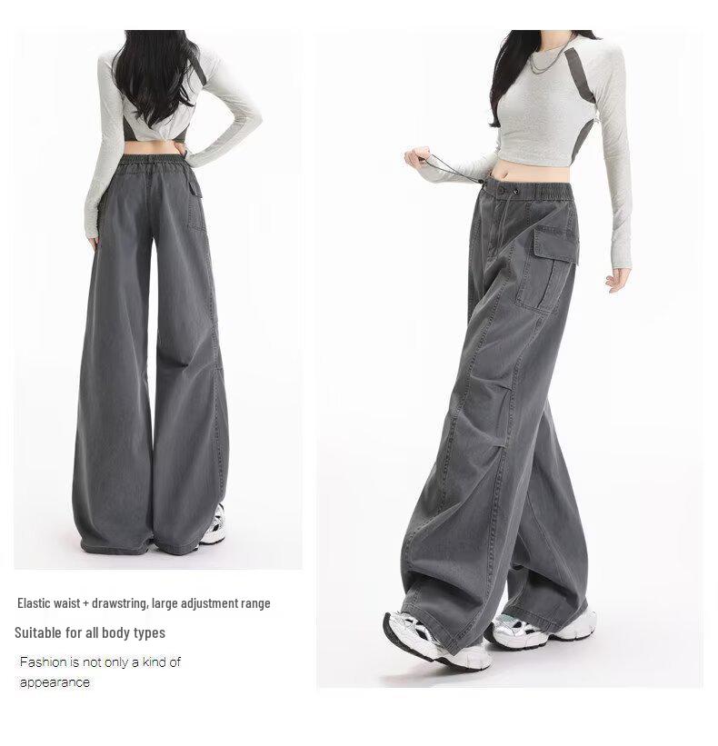 Korean Style Women's Casual Cargo Pants - Spring/Summer Straight Fit