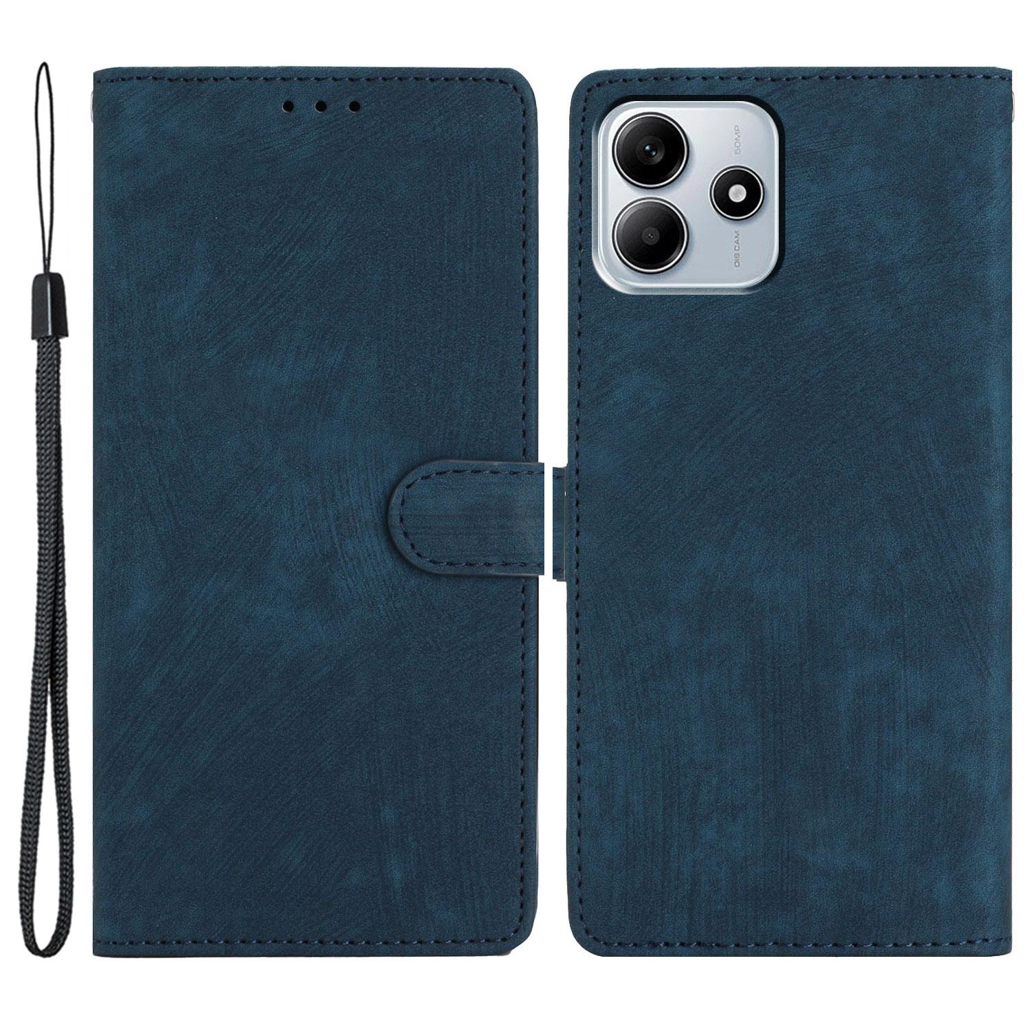 

For Xiaomi Redmi Note 14 5G Case with Card Clots Skin-Touch PU Leather Phone Cover Stand Blue