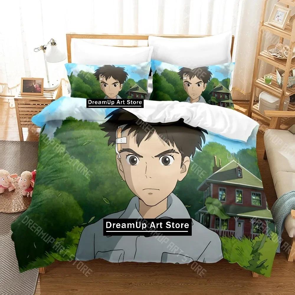 3D-tryck Pojken och hägern Sängkläder Set Enkelt Twin Fullt Queen King Size Sängset Vuxen Barn Sovrum Täcke Set Anime Säng