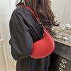 Damen Mond-Schultertasche aus PU-Leder, Einfache einfarbige Unterarm-Clutch-Tasche, Modische lässige Handtasche