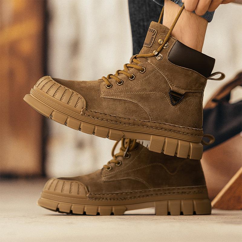 Martin boots men's 2025 new trendy leather boots couple boots men's and women's outdoor tooling rhubarb boots velvet cotton shoes