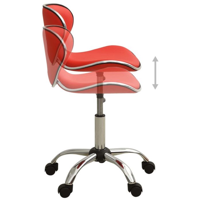 Tabouret de Salon et Spa - VIDAXL - Rouge - Réglable en Hauteur - Pivotant 360° - Similicuir