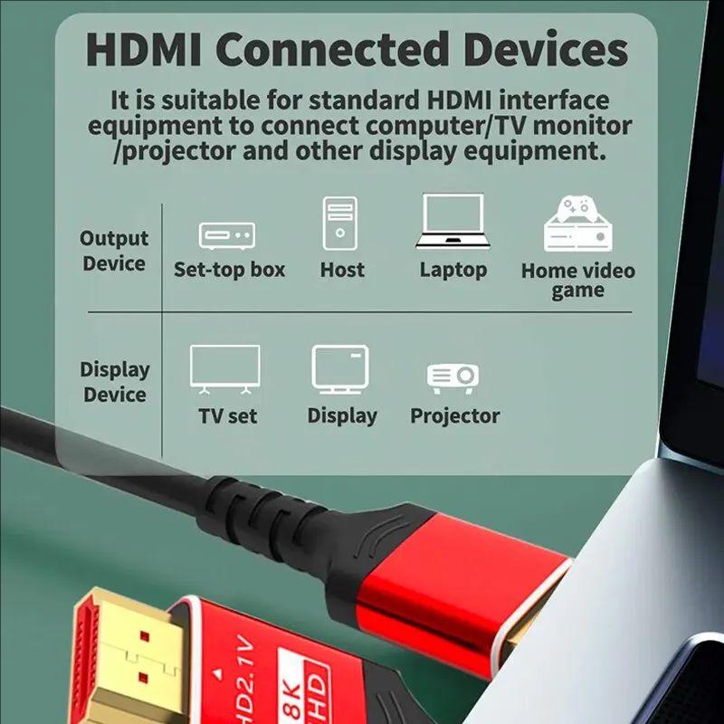 8K HDMI 2.1 Høyoppløselig videokabel for TV- og datamaskintilkoblinger