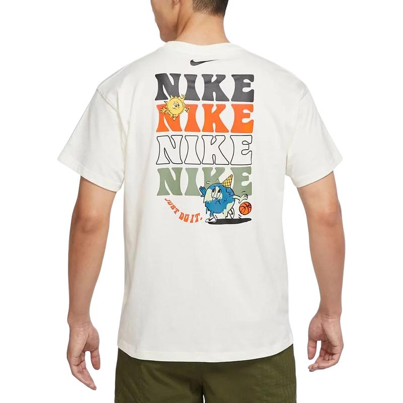 Nike T Shirts Men's White Crew Neck Moderate Straight Fit DX6148-133