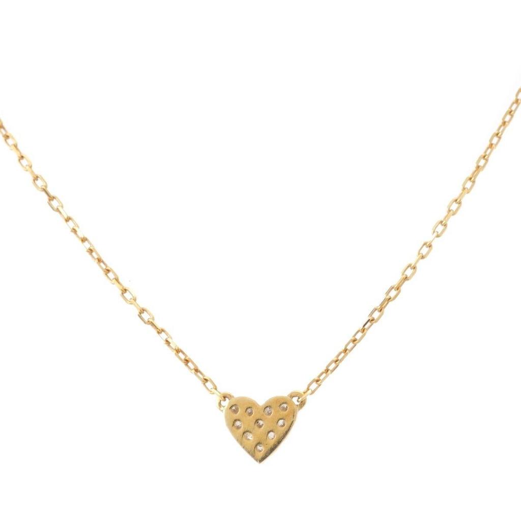 Used Aker Heart Pave Diamond Necklace Jewelry K18 0.05ct Gold 1.4g [Used]