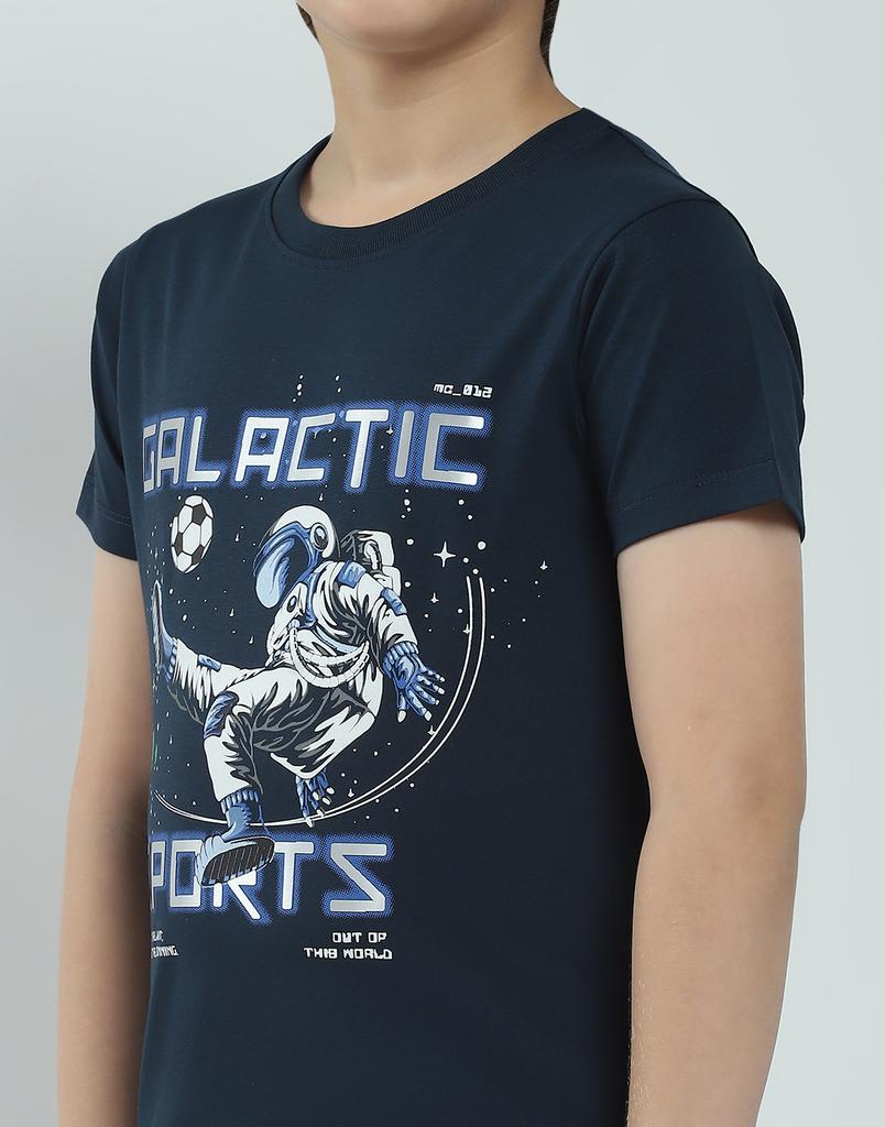 Monte Carlo Boys Printed Round Neck T-Shirt Navy Blue 5-6 Years