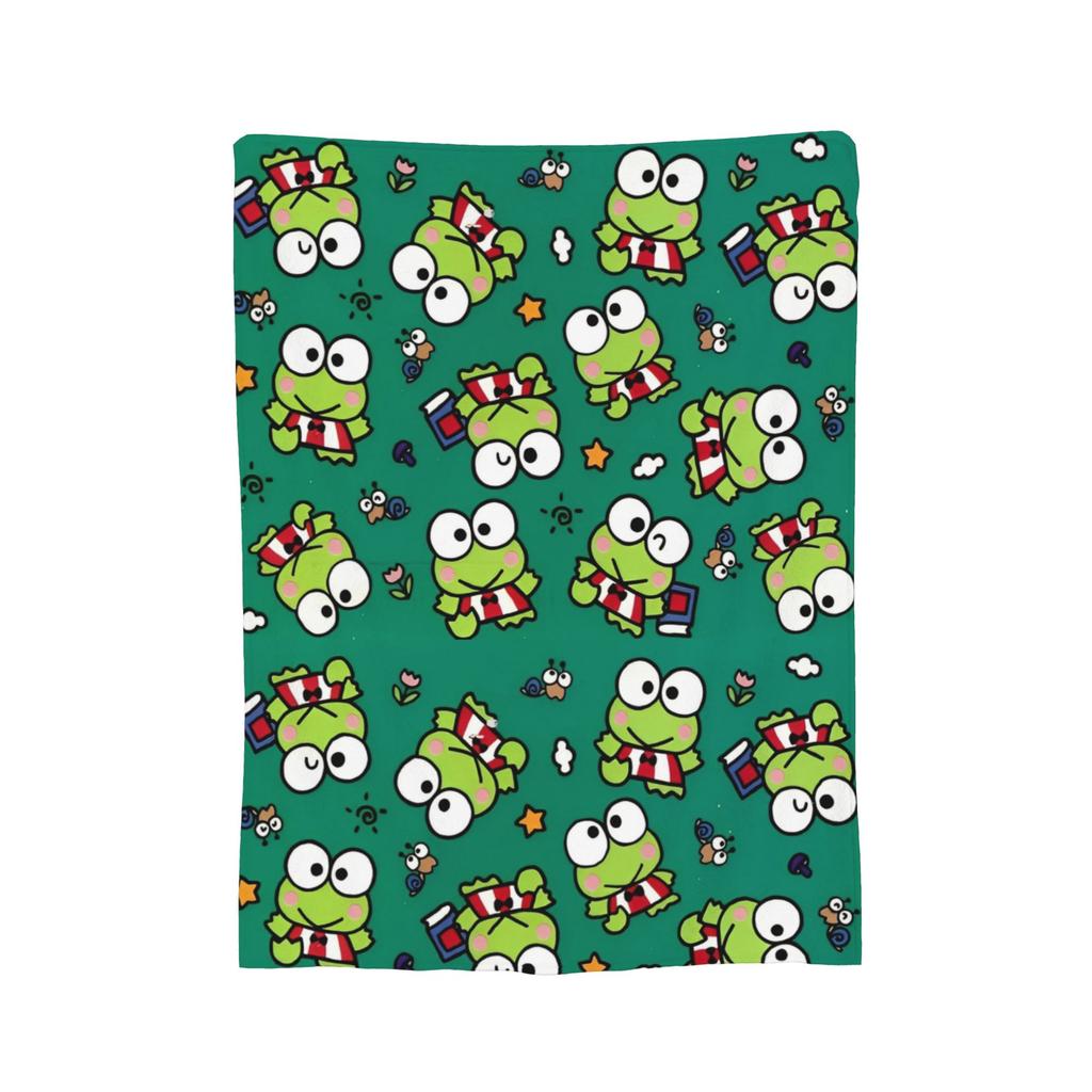 Keroppi Flannel Blankets Anime  Fashion Throw Blankets for Home 125*100cm Bedspread,