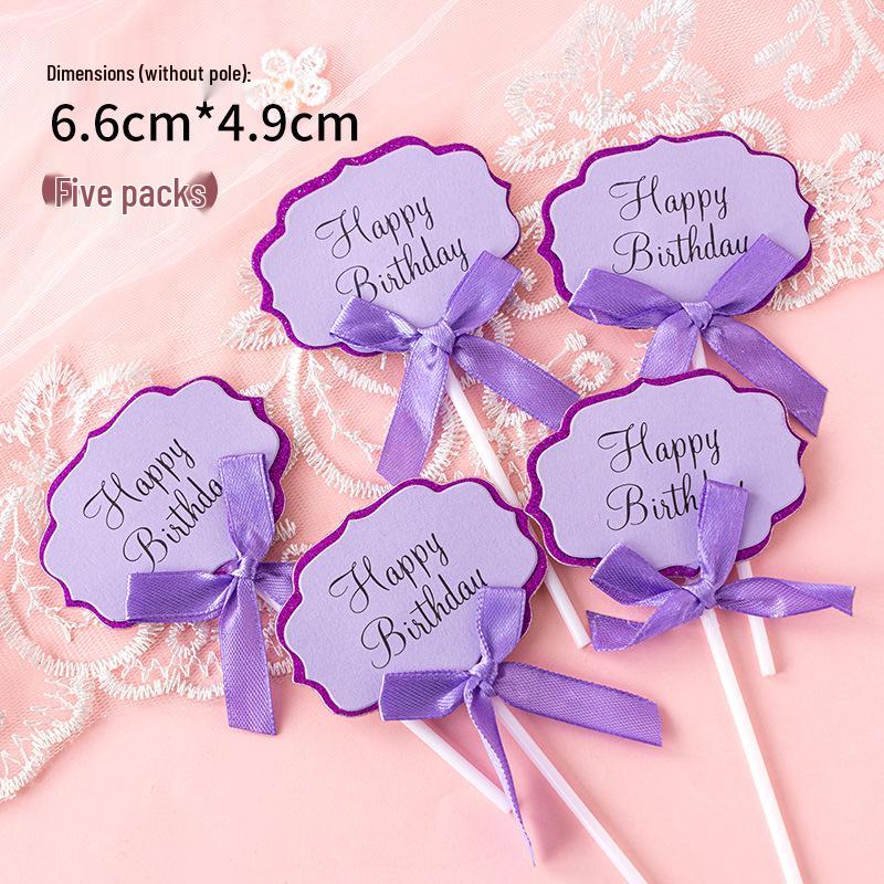 Writable Birthday Cake Decoration Bow with Blessings Card