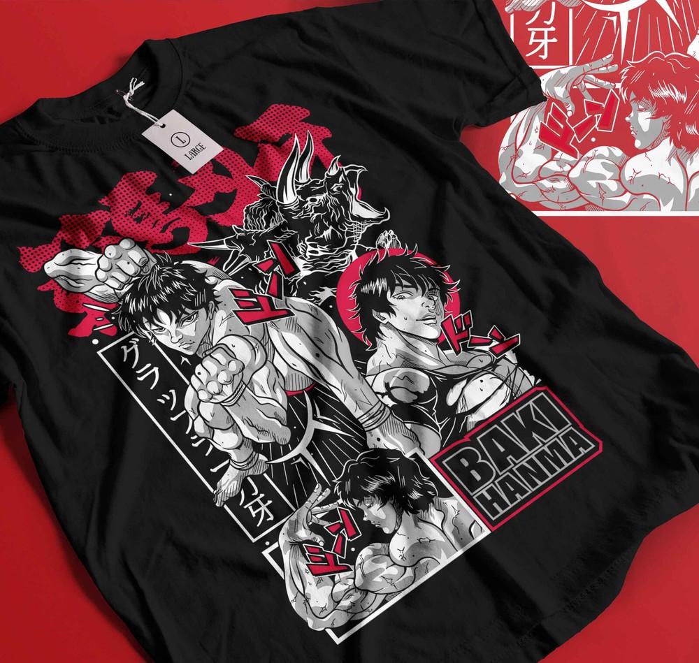 

Baki the Grappler T-Shirt Baki Hanma Yujiro Hanma Baki Anime Gift Shirt 303 XL