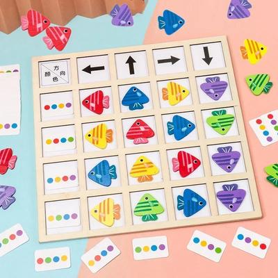 Drevené Montessori hračky pre deti Tréning logického myslenia Deti Smer Farba Rozpoznávanie Vzdelávacia Bojová Bojová Dosková Hra