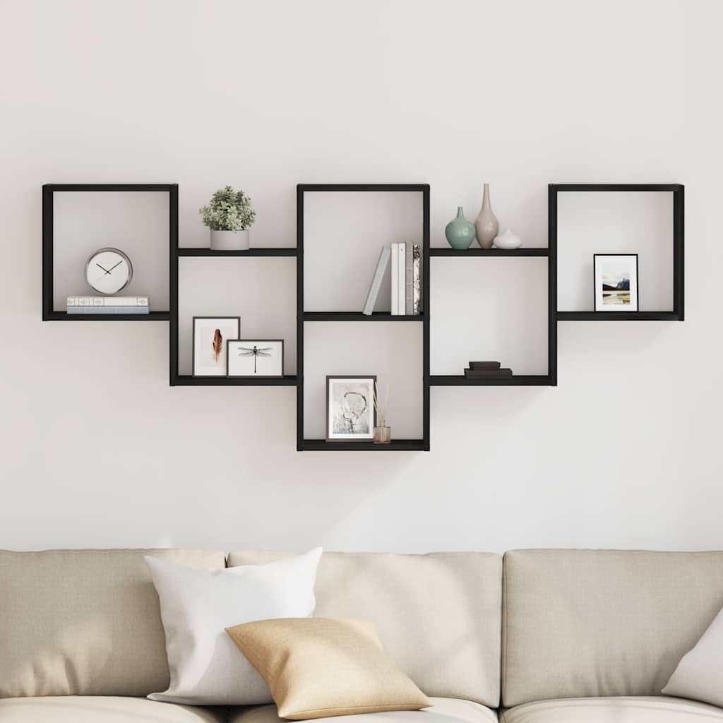 Wall Shelf Black Oak Look 159 x 18 x 66 cm Wood Based Panel