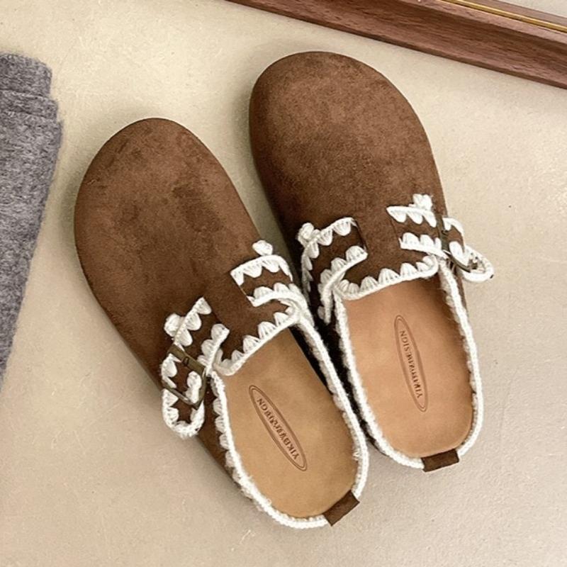 Flats Women Embroidery Mules Shoes 2025 Fashion Suede Casual Slippers Designer Classical Comfortable Slingback Zapatillas Mujer