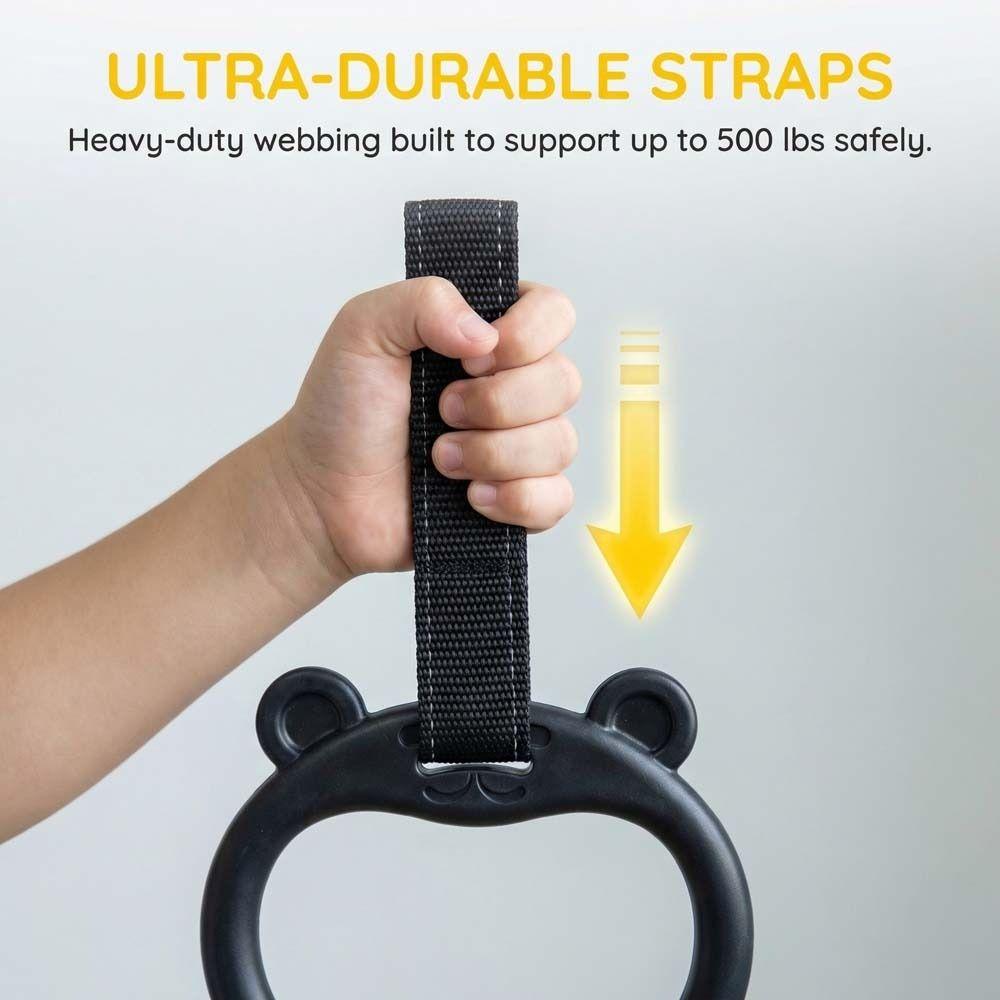 With Straps Gymnastic Rings Non-Slip Fitness Exercise Ring Pull Up Bar  Gymnastics Equipment