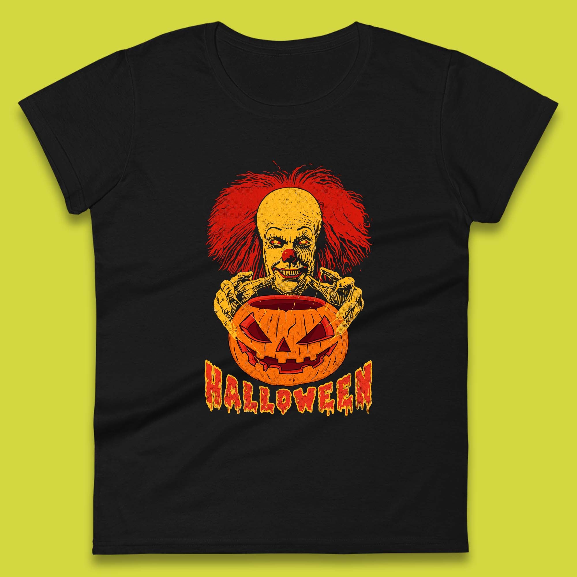 Pennywise Clown Hands Halloween Pumpkin IT Pennywise Clown Horror Movie Fictional Character Womens Tee T Shirt Mens Tops Unisex Top XL