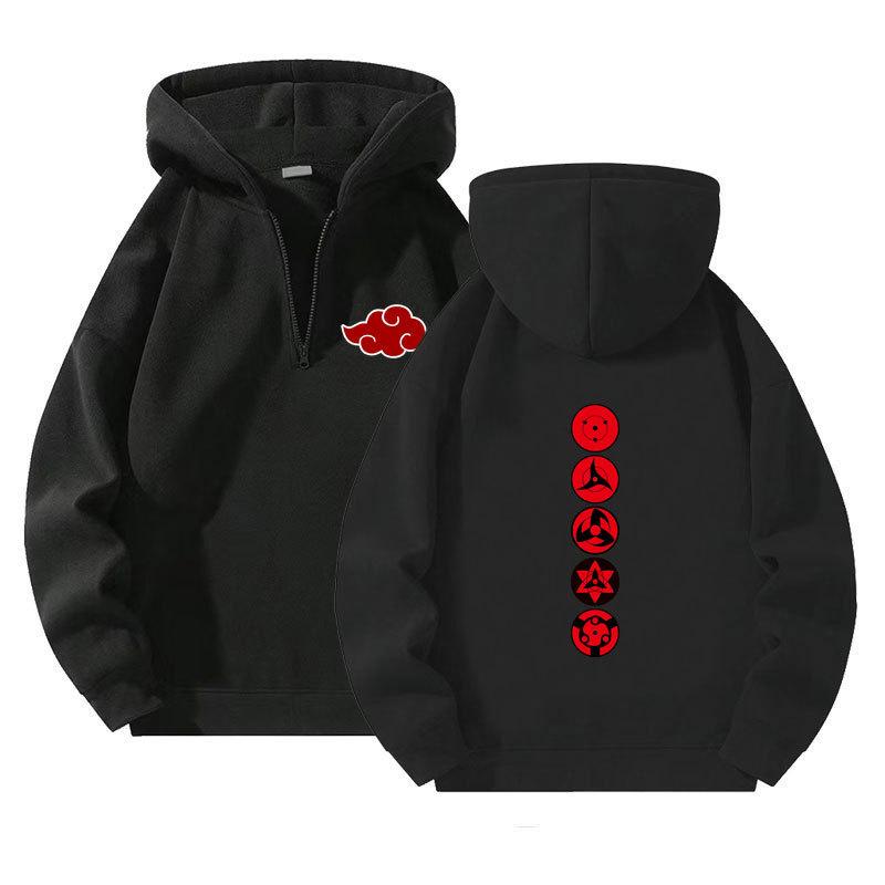 Naruto Anime Pulovr Mikina se čtvrtinovým zipem a kapucí Sportovní Outdoorová Mikina Ležérní Dlouhý Rukáv Pánské Oblečení Mikina Streetwear