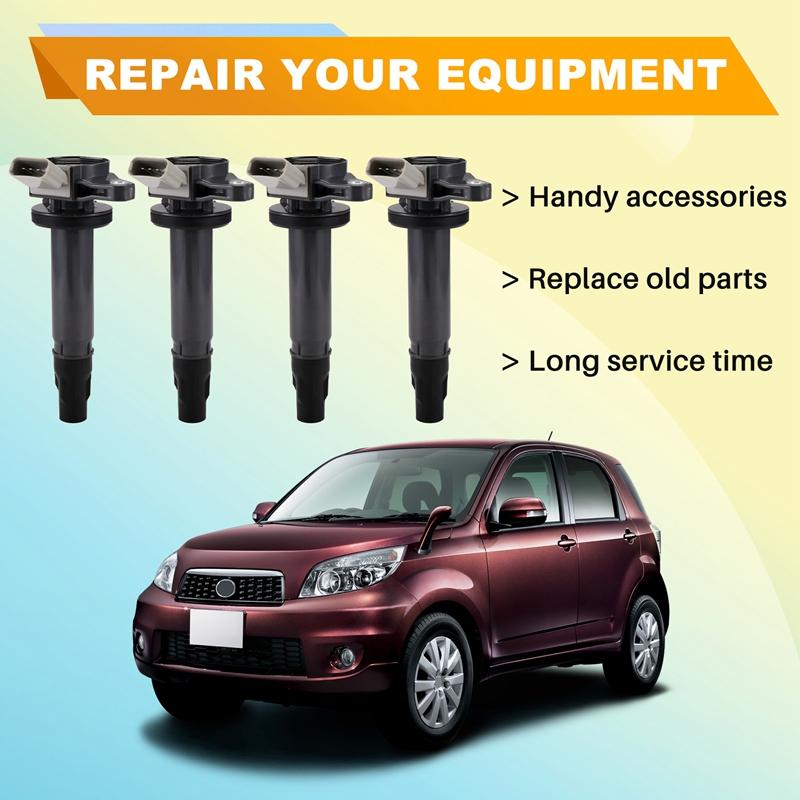 4 шт. Катушка зажигания автомобиля 19070B1011 19070B1020 Для Daihatsu TERIOS SIRION Toyota PASSO TOWNACE чёрный