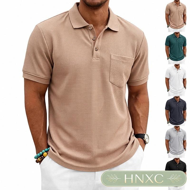 HNXC Men's Fashion POLO Neck Summer Spring Short Sleeve Casual Blouses & Shirts Classic Exquisite