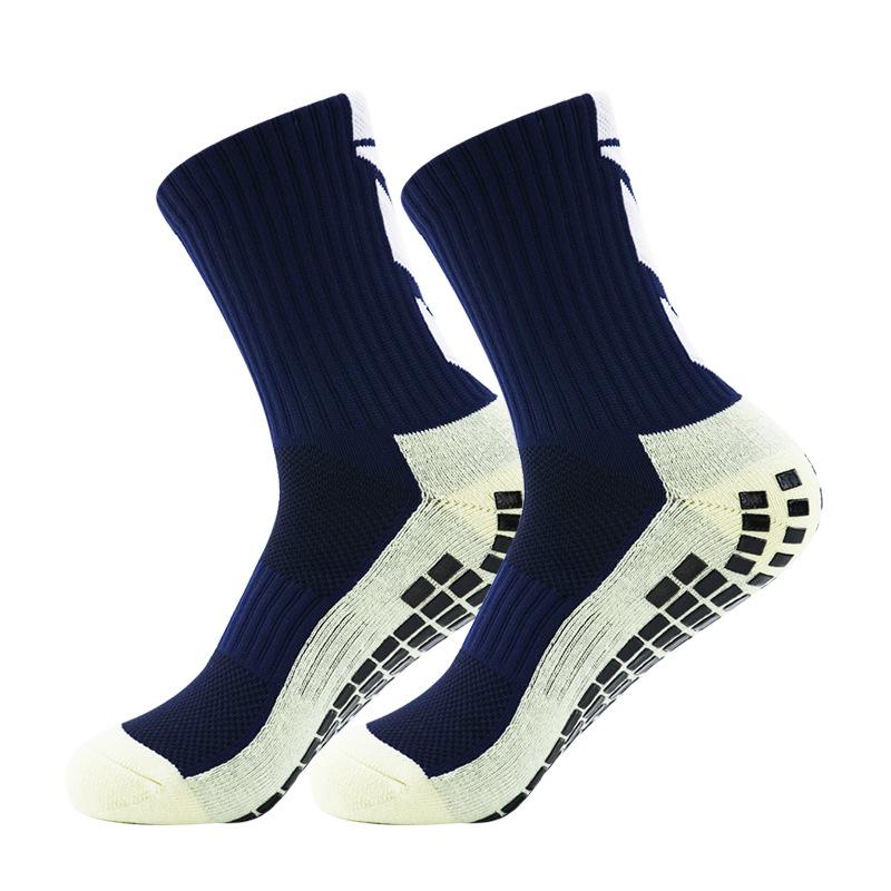 Men's Non-Slip Glue-Dot Football Socks - Thick Towel Cushion, Mid-Tube Training Sports Socks