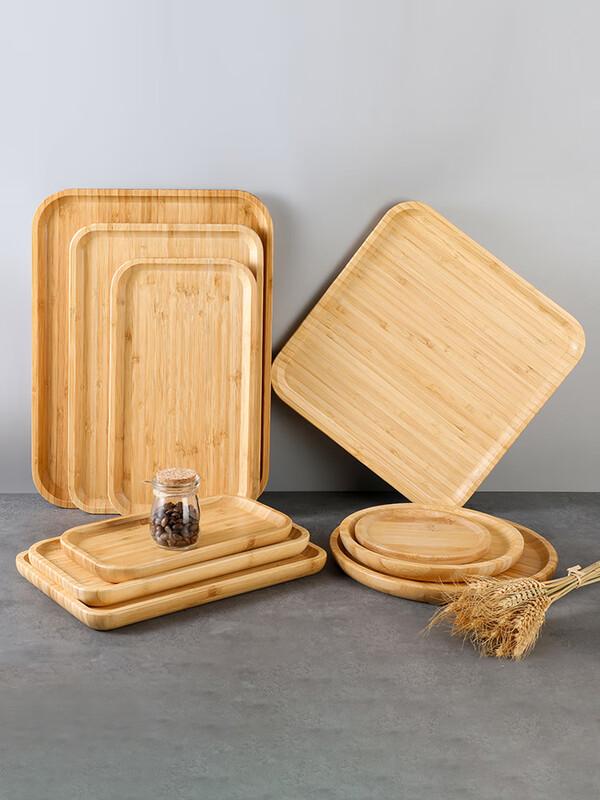 Rechteckiges Serviertablett aus Bambus und Holz im japanischen Stil