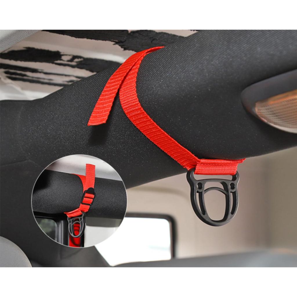 Aufhängehaken für Überrollbügel, 2er-Set, Auto-Aufbewahrungshaken, zum Aufhängen, erhöht die Staukapazität, praktisches Zubehör (rot)