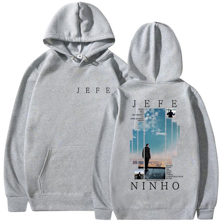 Rapper Ninho Jefe 2025 Album Merch Kapuzenpullover Unisex Hip Hop Gothic Langarm Sweatshirt Lässig Übergroß Fleece Hoodies Streetwear