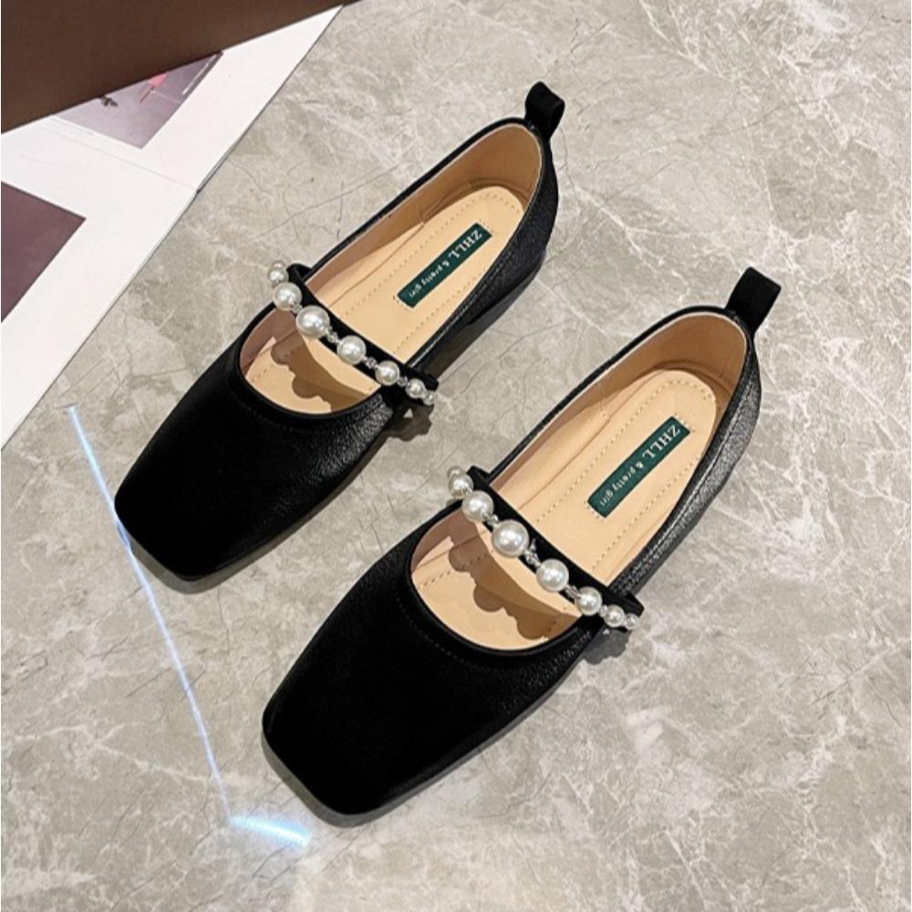 Platte Schoenen voor Dames Zomer Mary Jane met Vierkante Neus en Lage Instap Verbreed en Verdikt Zachte Bovenkant Plus Size Damesschoenen