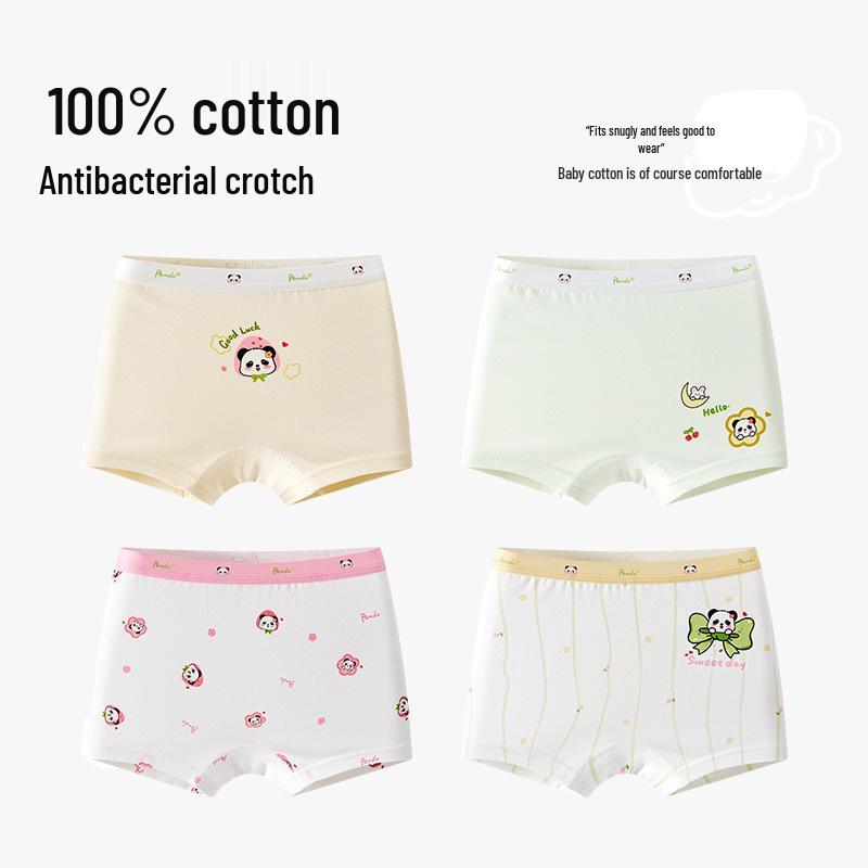 Antibacterial Girls' Pure Cotton Boxer Briefs - Class A, 100% Cotton Crotch, for Middle and Older Children