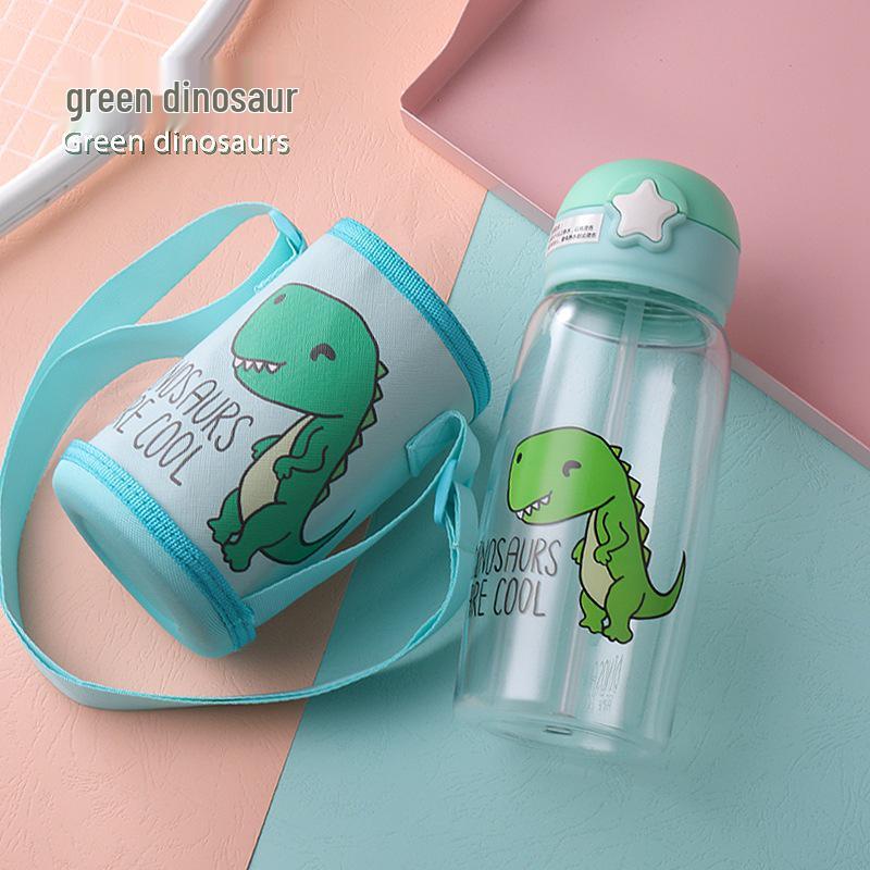 Children's Cartoon Antler Straw Cup - Portable Summer Outdoor Plastic Water Cup with Strap