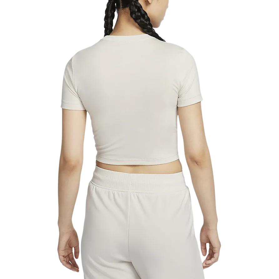 Nike Sportswear Essentials Slim Fit Soft Knit Short Sleeve T-Shirt Women Tops Light-Red Wood-Brown FB2874-105
