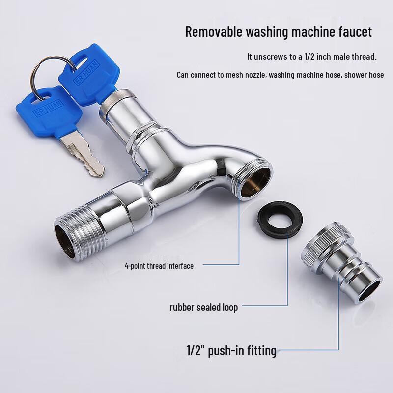 Anti-Theft Full Copper Mop Pool Faucet with Key