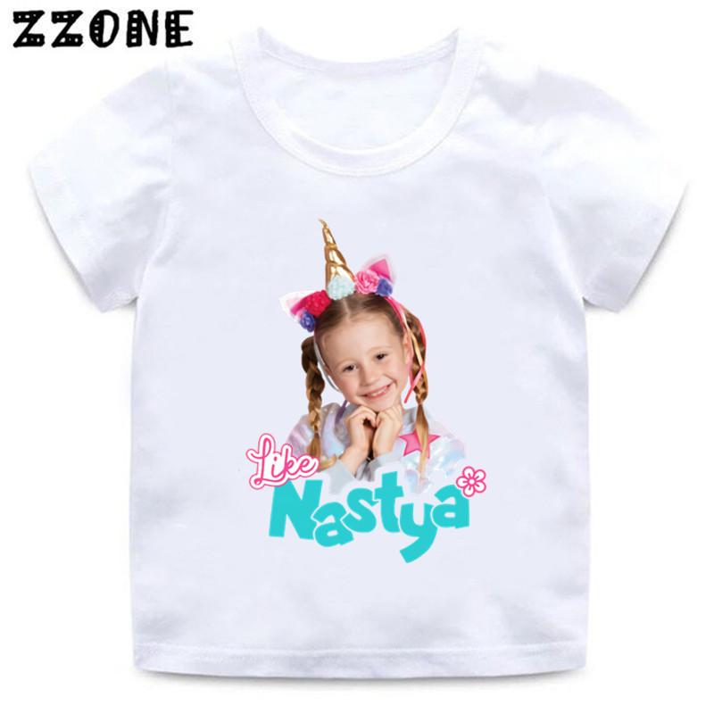 Cute Style Nastya Likes Cat Pattern Cartoon Fun Girl Clothing Boys' T-shirt Summer Children