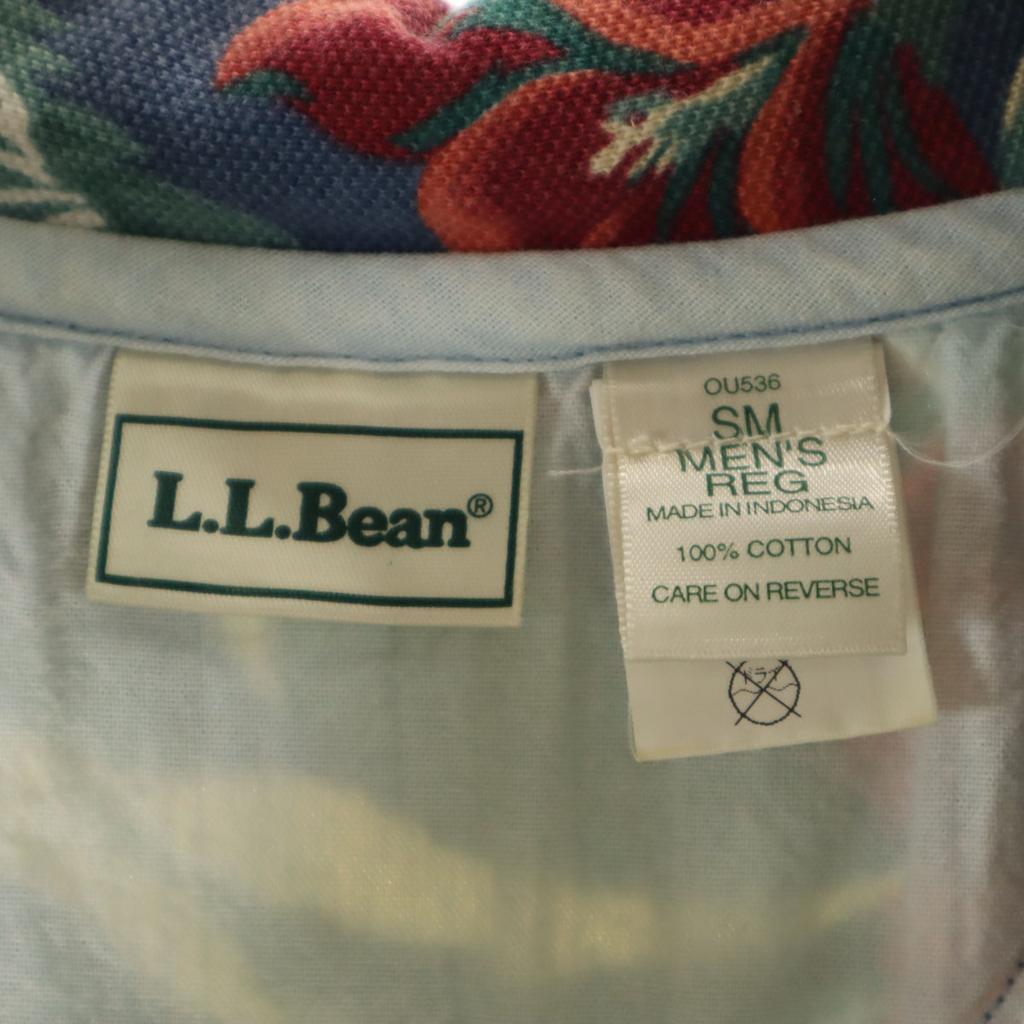 L.L.BEAN Floral Short Sleeve Polo Shirt SM Navy Kanoko Outdoor Men's Used