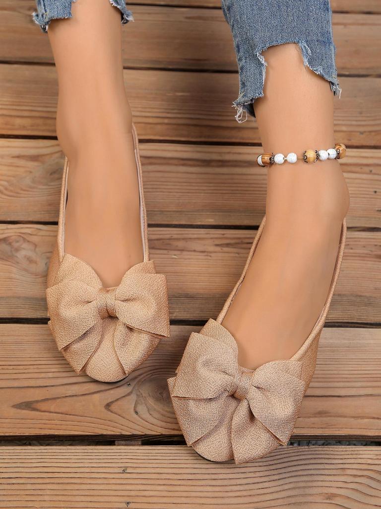 Plus Size Lightweight Women's Driving Shoes - 2026 Spring/Autumn Bow Flats