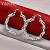 925 Sterling Silver 30MM Twisted Round Hoop Earrings for Women Fashion Charm Wedding Engagement Party Gift Jewelry Accessories