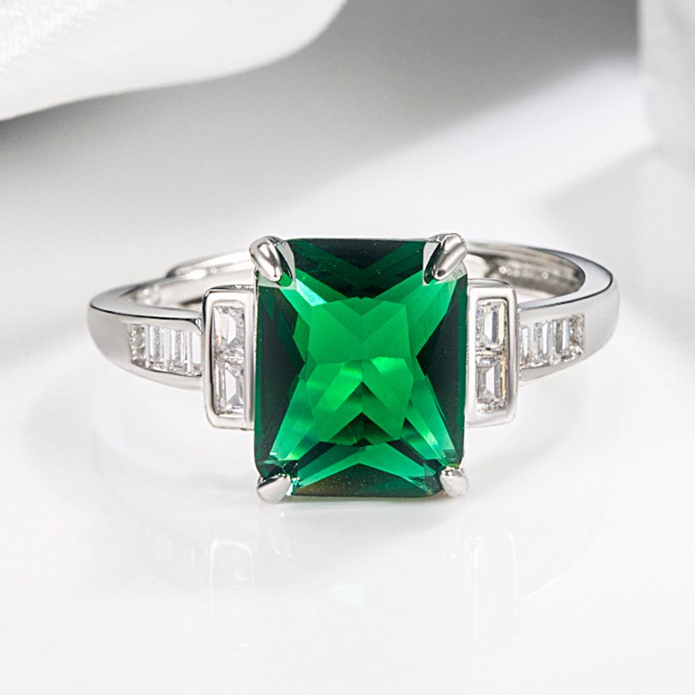 Retro Eleganter Diamant- und Imitations-Smaragd-Zirkonring für Damen