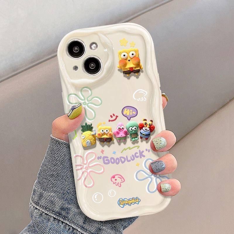 SpongeBob Friend Toy Cartoon Wave Soft Phone Case for 12 Mini 11 Pro XR 7 8 Plus 15 Pro 14 Plus 13 16 Pro Max SE 16E